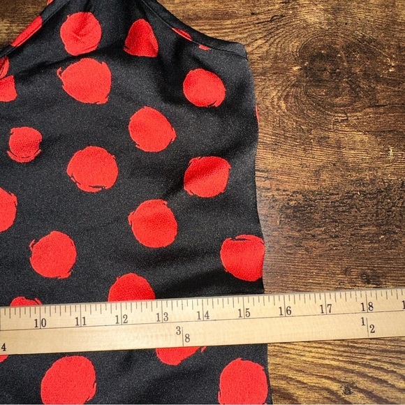 Goldie London Dress Womens Medium Black Red Dot Slip Mid Length Whimsical Dainty - Picture 10 of 11